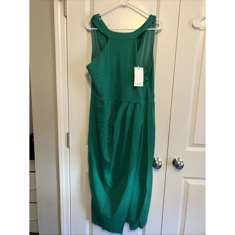 Grace Karin Halter Dark Green Party Midi Dress Split Wrap Sleeveless Large C1133